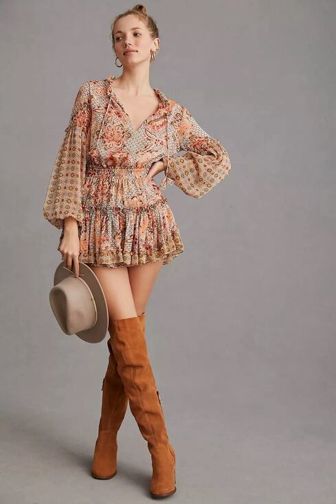 Misa Los Angeles Dresses & Skirts - MISA Elisabetta Mini Dress Flora Tile Mix Chiffon Whimsy Boho Feminine Size XS